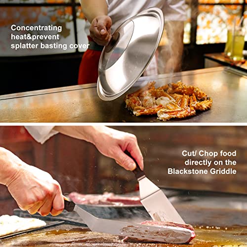 14pcs Flat Top Grill Accessories Set with Spatulas, Basting Cover, Scraper, Tongs E277