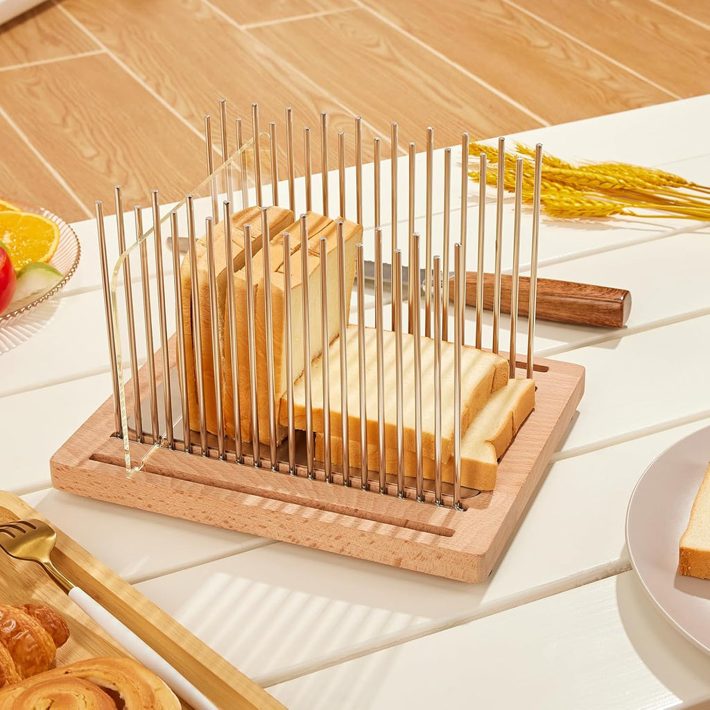 Stainless Steel Bread Slicer Guide with Beechwood Bread Cutting Board V72057