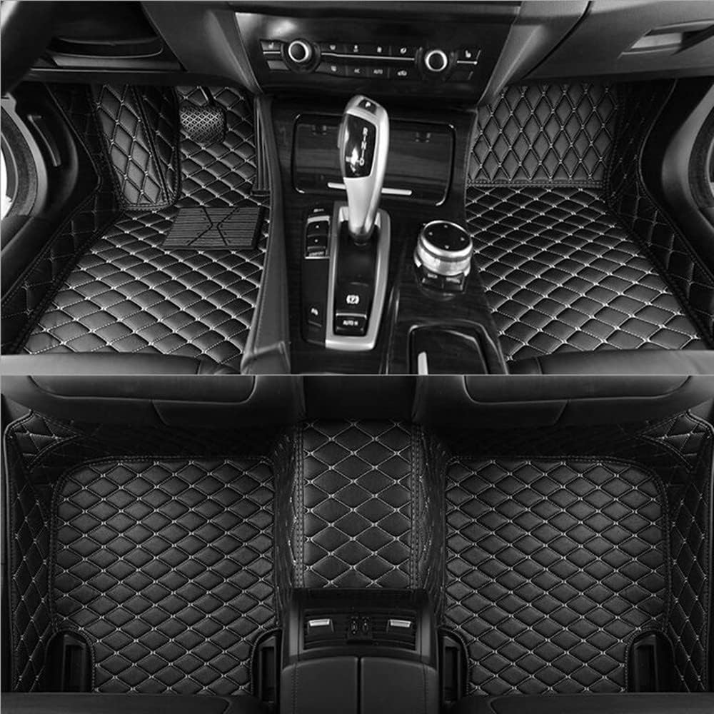 Custom Car Floor Mats All Weather Non-Slip Leather Floor Liners Black Blue A347