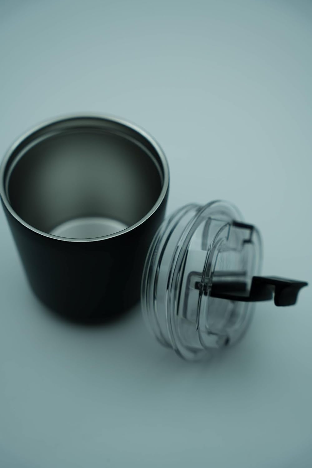 8.8oz stackable stainless steel vacuum insulated espresso cup with lid black W9329