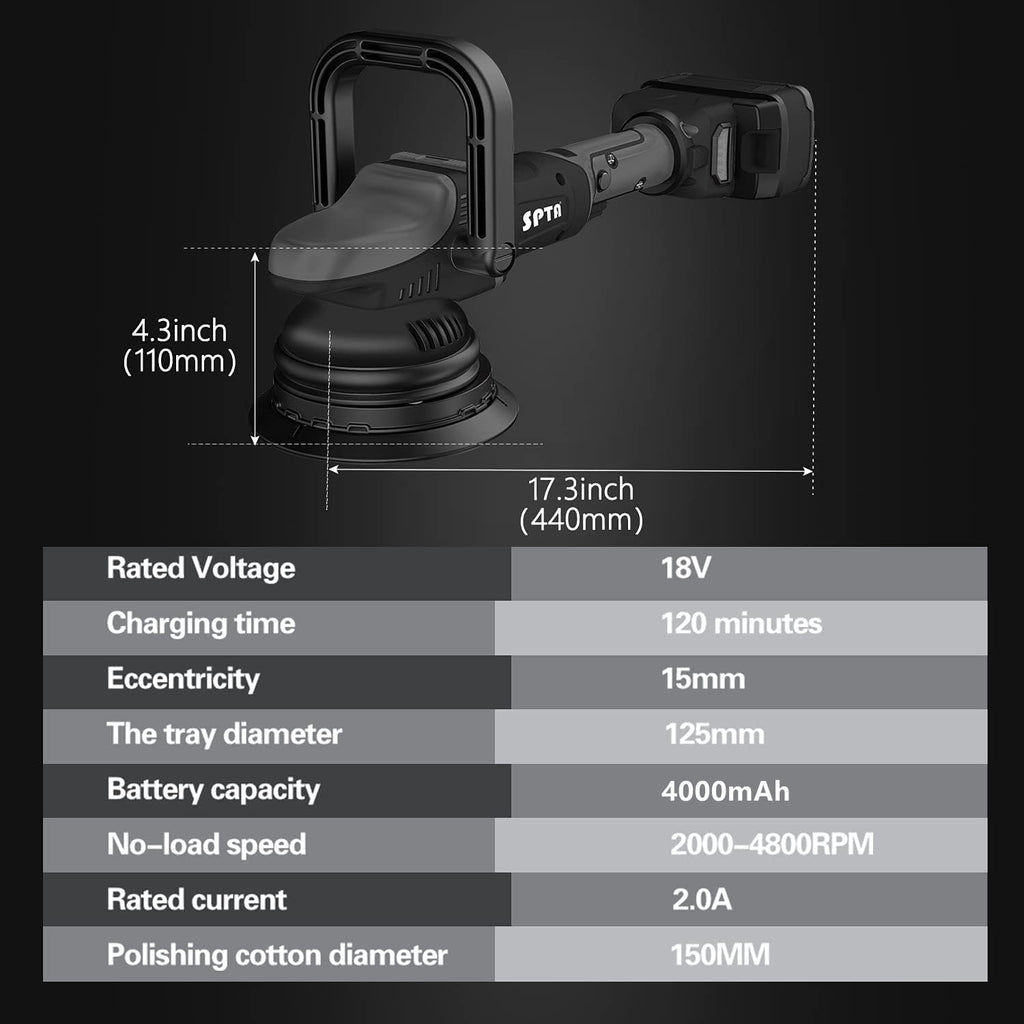 18V Cordless Car Polisher 15mm Orbit 7 Variable Speed O446812