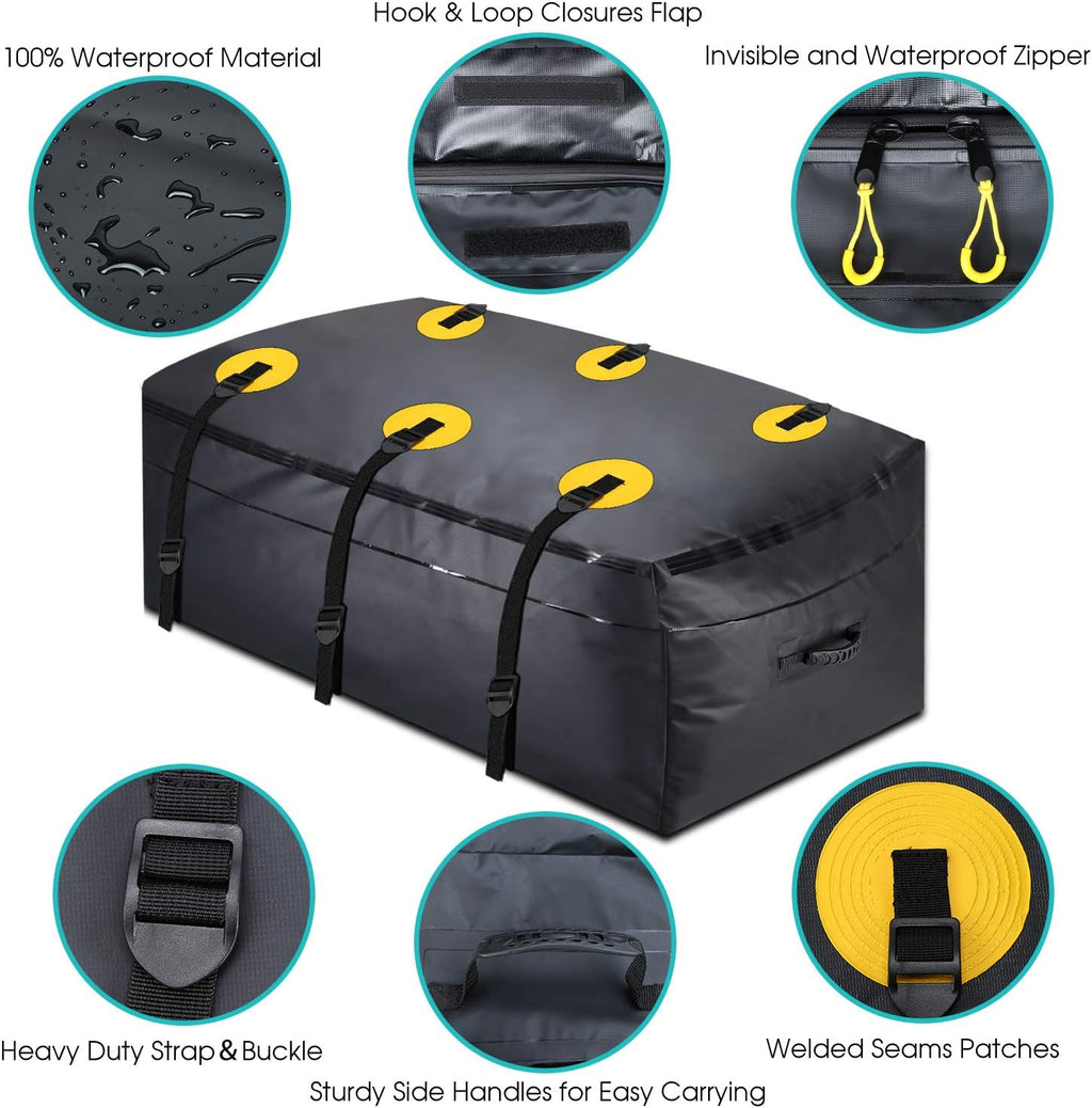 100% Waterproof 22 Cu Ft Cargo Carrier Bag with 6 Reinforced Straps P20862
