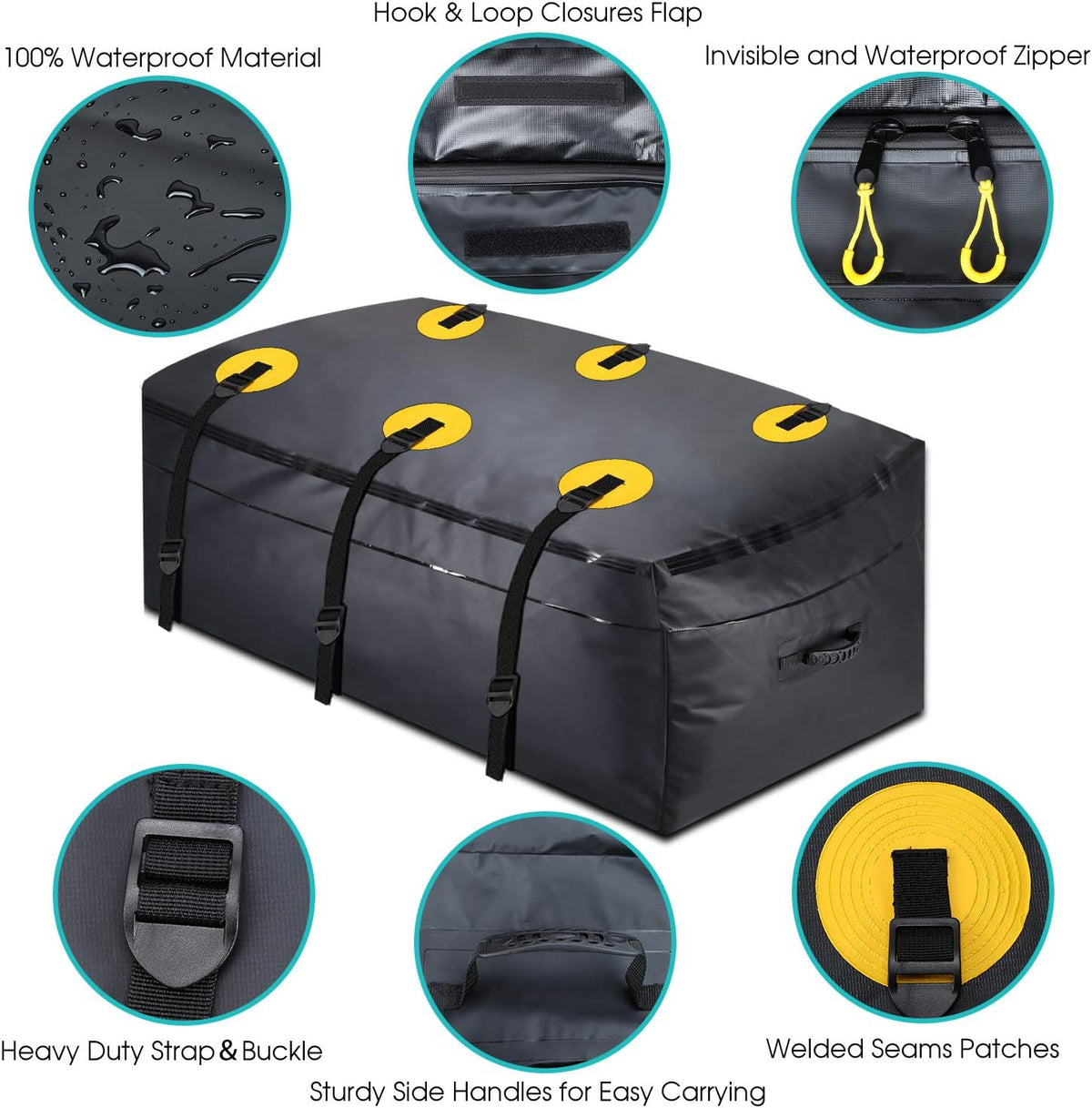 100% Waterproof 22 Cu Ft Cargo Carrier Bag with 6 Reinforced Straps P20862