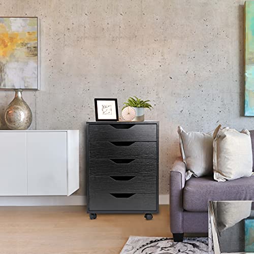 White 5 Drawer Mobile File Cabinet with Casters N62677