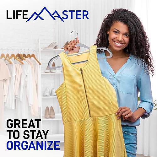 80 Pieces Black Clothes Hanger Set with 360° Swivel Hook and Non-Slip Rubber Design P107
