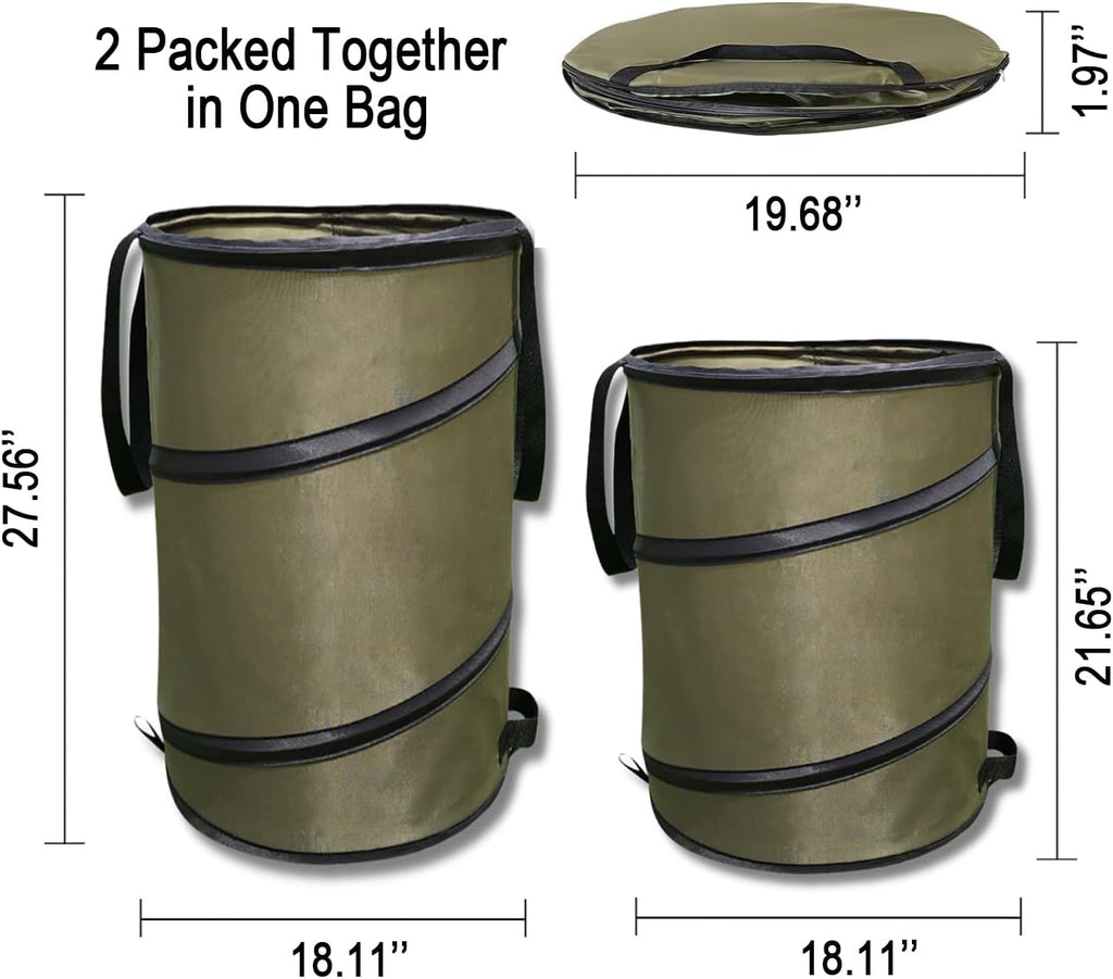 2 Pack 24 Gallon 30 Gallon Pop-Up Reusable Yard Waste Bags Y10100