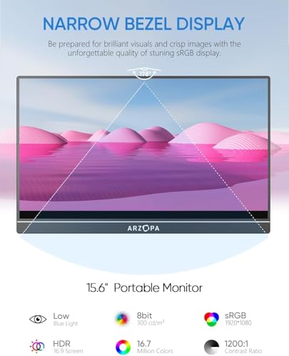 15.6'' FHD 1080P IPS Portable Monitor with USB C & HDMI K2167