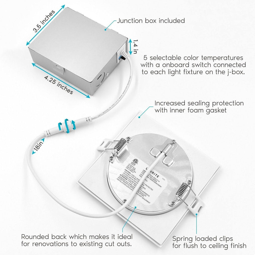4 in Dimmable Integrated LED Recessed Light Ultra Thin Square Kit 12-Pack N6336
