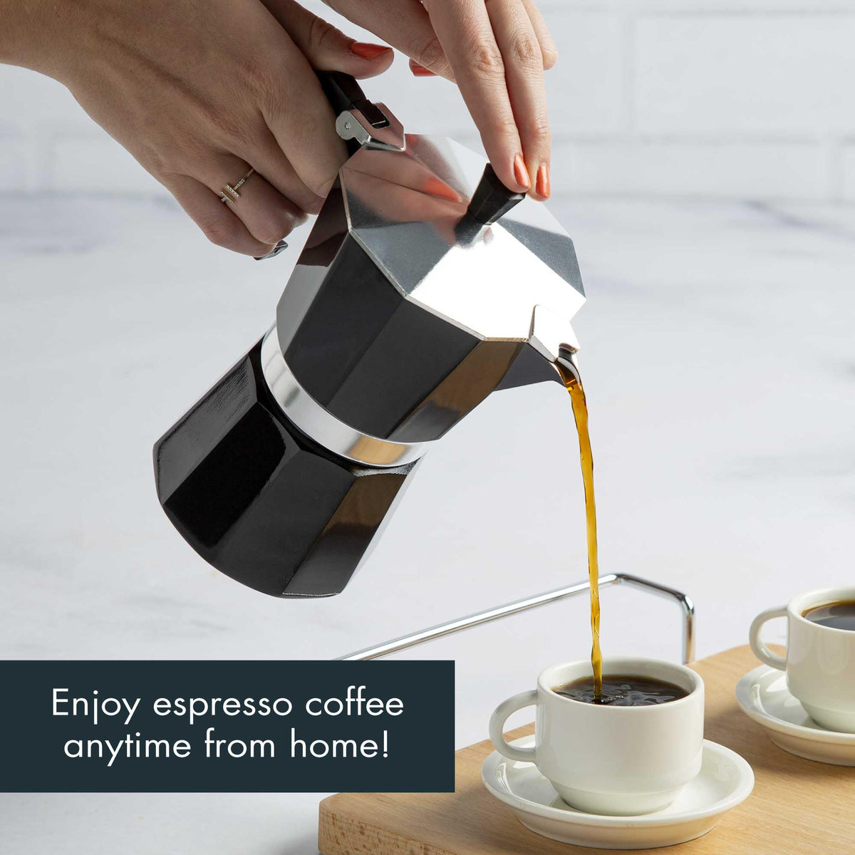 Black 6 Cup Stovetop Espresso Maker X613