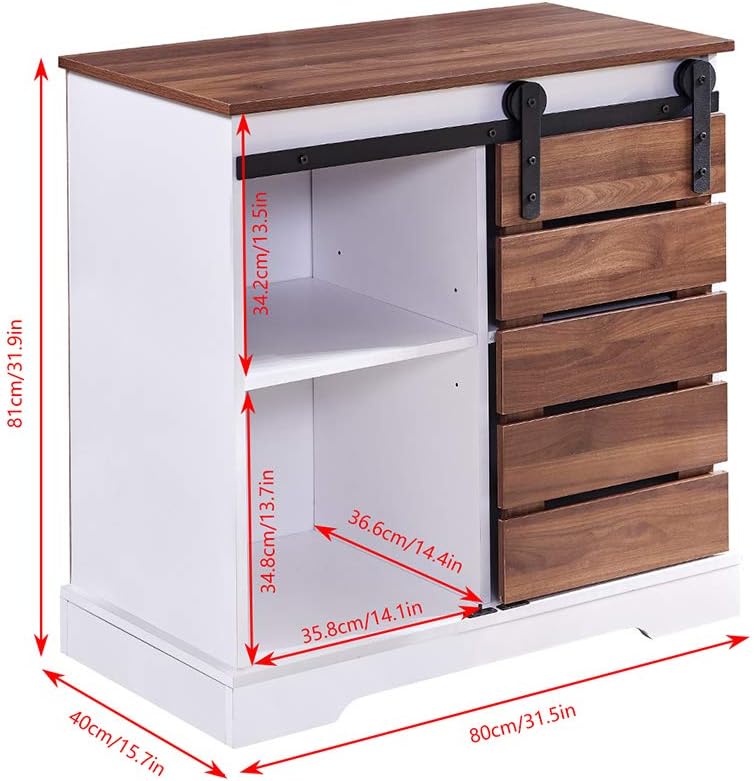 Small Wooden Storage Cabinet with Sliding Door and 2 Layer Shelf V823062