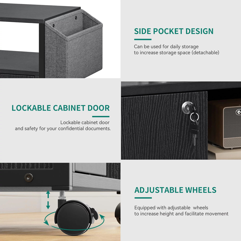 Black Lateral File Cabinet with Charging Station W655