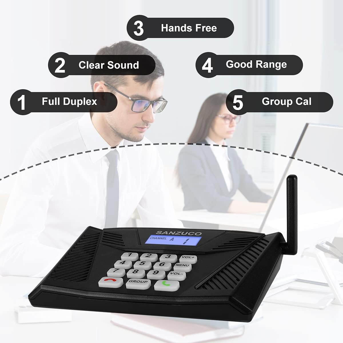 Wireless Hand Free Two Way Intercom System 18 Channels Pack 2 F117407