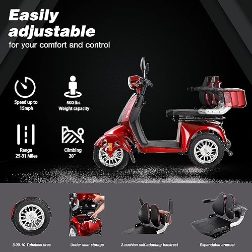 Red 4 Wheel Electric Mobility Scooter M17216