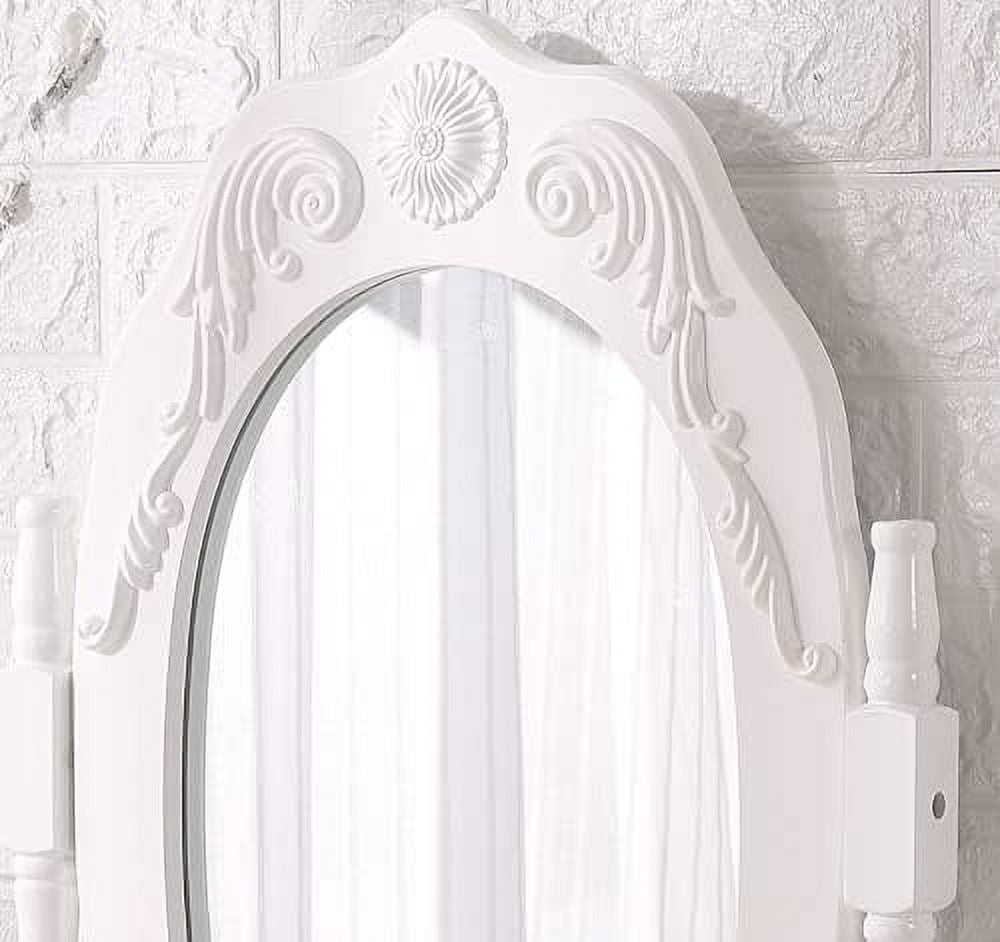 White Vanity Mirror Table Set with Stool E828839