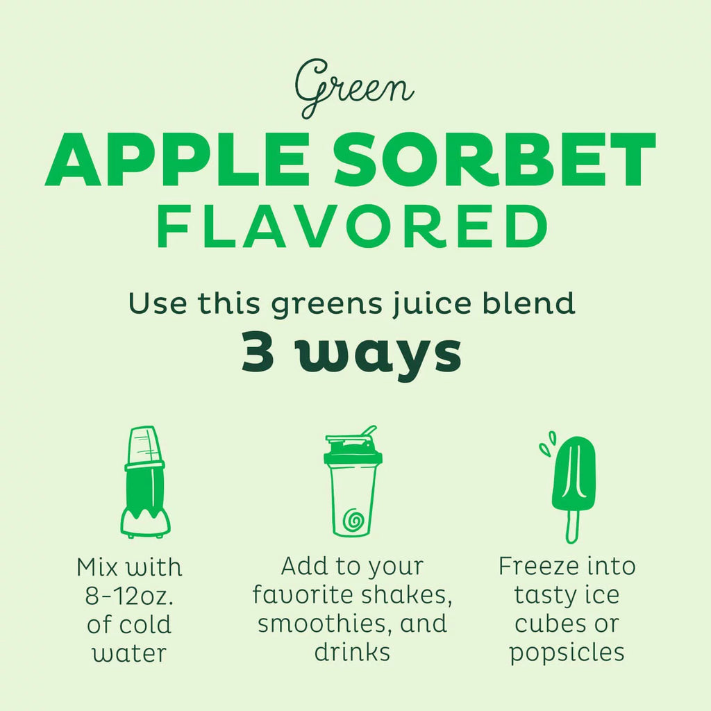 USDA Organic Super Greens Powder with Spirulina, Chlorella & Wheatgrass, Green Apple Sorbet Flavor, 28 Servings N631