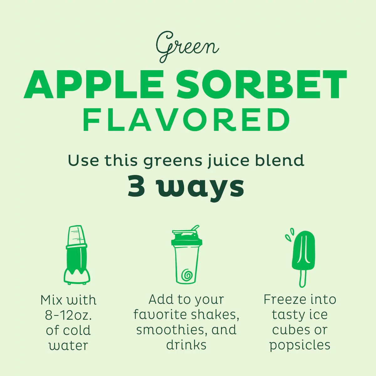 USDA Organic Super Greens Powder with Spirulina, Chlorella & Wheatgrass, Green Apple Sorbet Flavor, 28 Servings N631