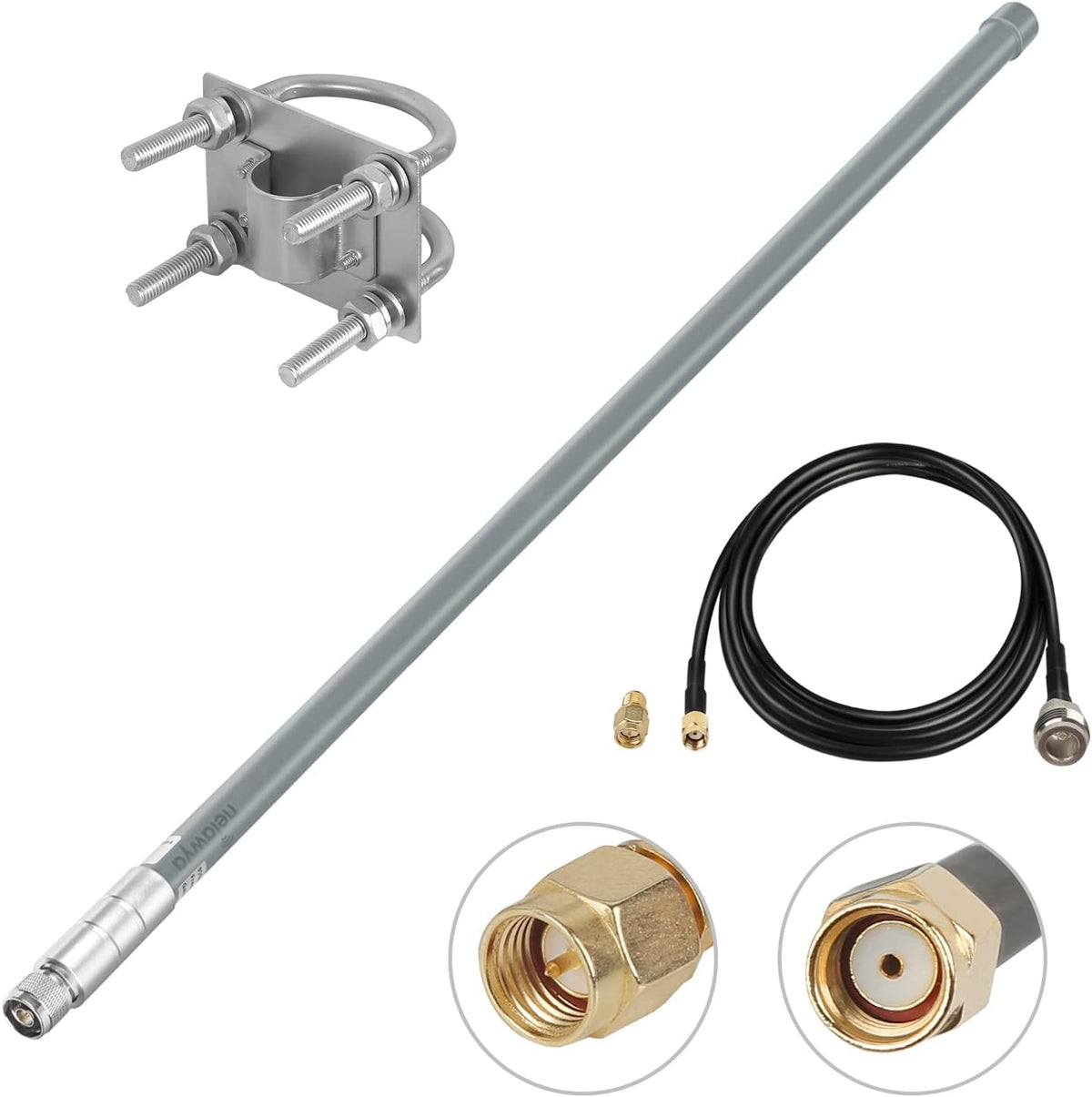 8dBi LoRa Antenna 915Mhz Omni-Directional with 10ft Cable Grey 110cm I399170