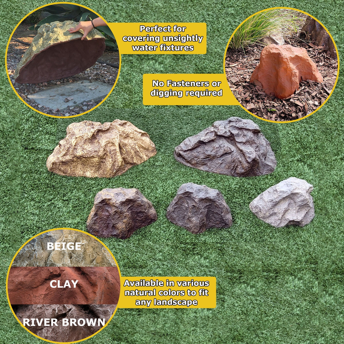 River Brown Artificial Boulder 13" H x 28" W x 30" L U696971