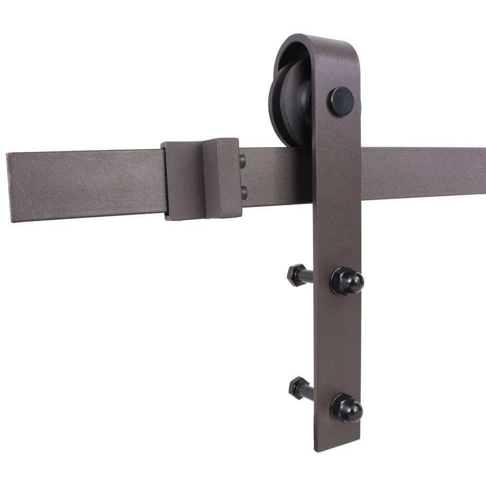 Weather Gray Stained Wood Interior Sliding Barn Door with Hardware Kit V2241