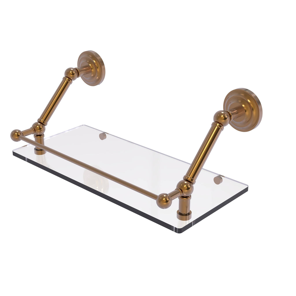Floating Glass Shelf with Gallery Rail - Matte White - 18 inch D954949