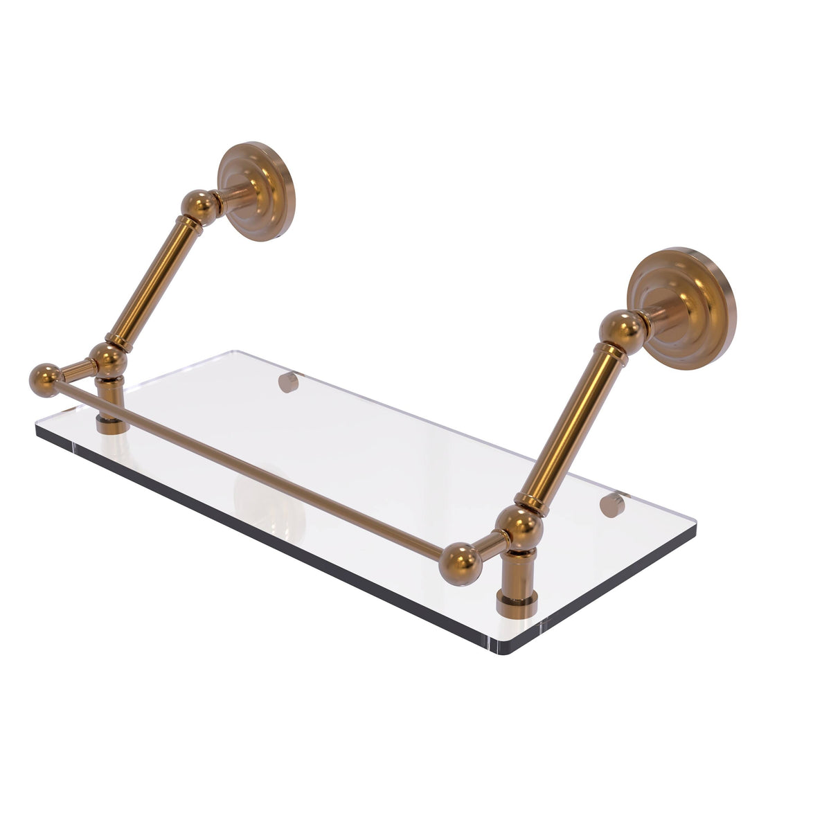 Floating Glass Shelf with Gallery Rail - Matte White - 18 inch D954949