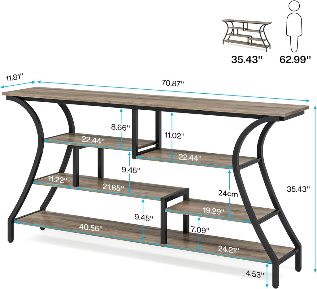 70.8 inch Narrow Console Table with Storage Shelves X490