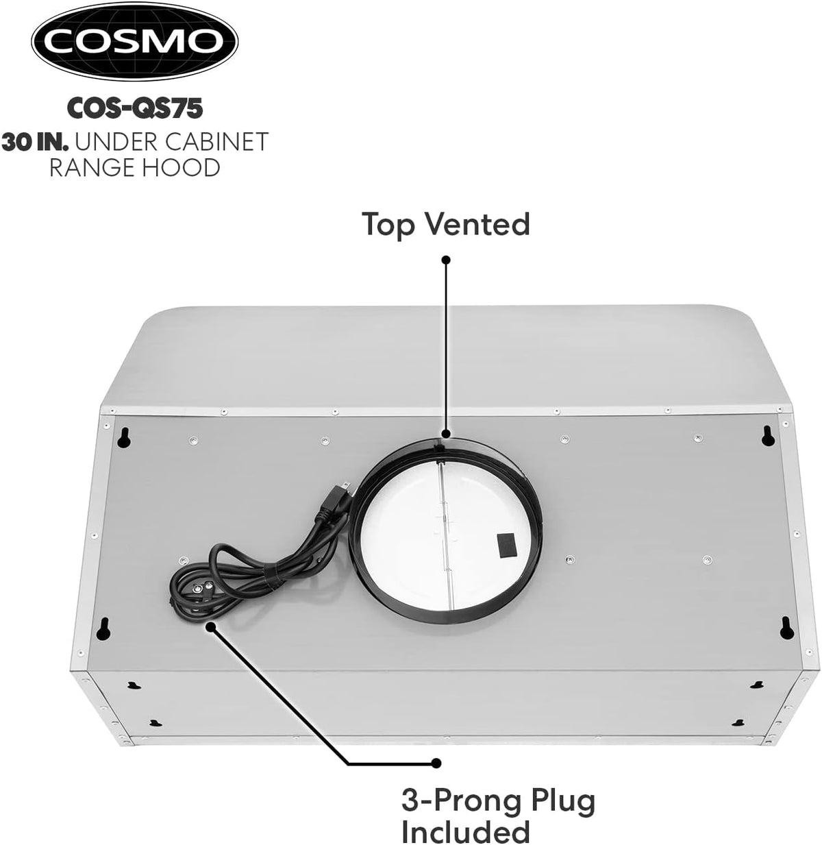 30 in. Under Cabinet Range Hood with 500 CFM, Permanent Filters, LED Lights, Stainless Steel I508033