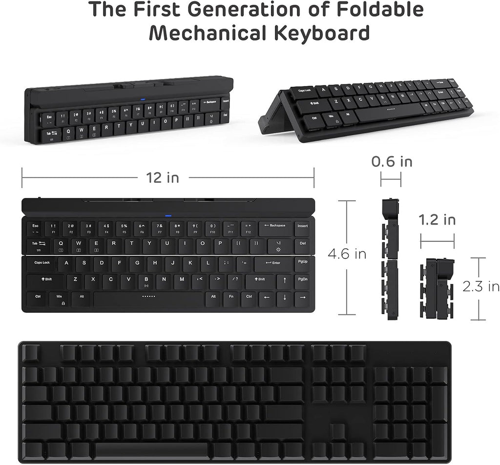 68 Keys 60% Foldable Mechanical Keyboard with Aluminum Body, White Backlit, Low Profile Clicky White Switches, Pack of 2 U206497