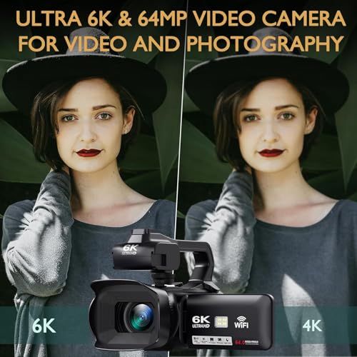 6K Camcorder Video Camera with 64GB SD Card S191