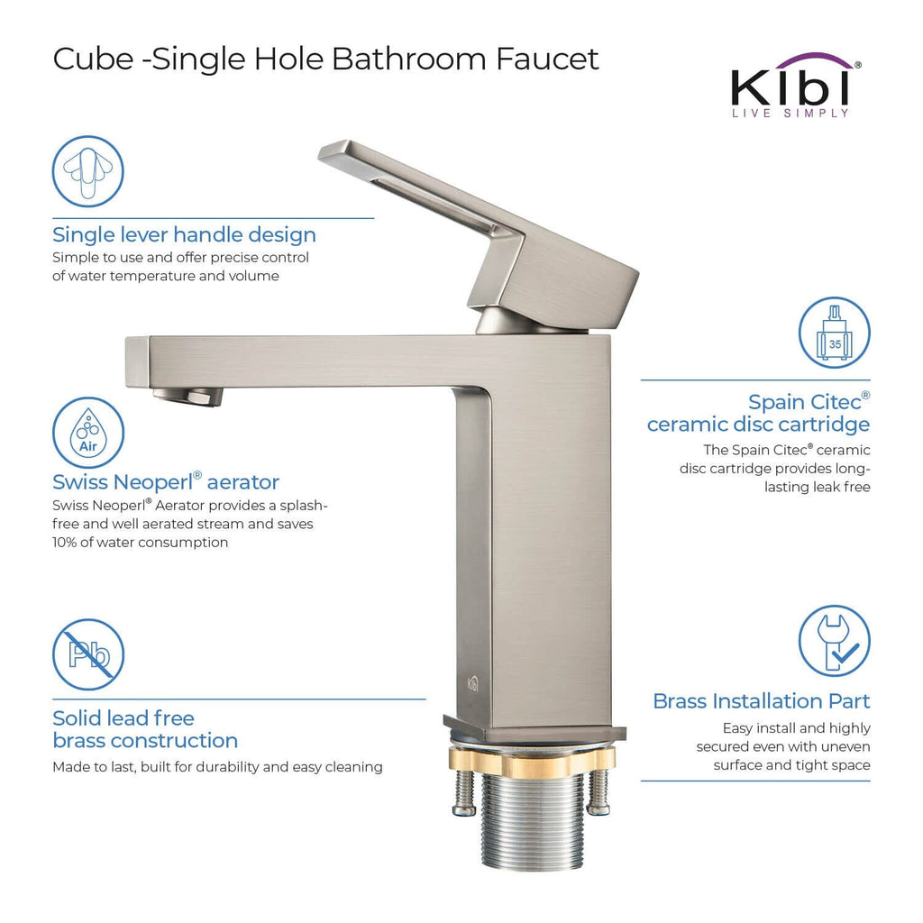 Brushed Nickel Single Hole Bathroom Faucet Q97731