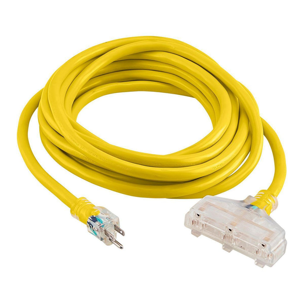 25 ft. 10/3 Gauge Triple-Tap Extension Cord, Yellow S96374