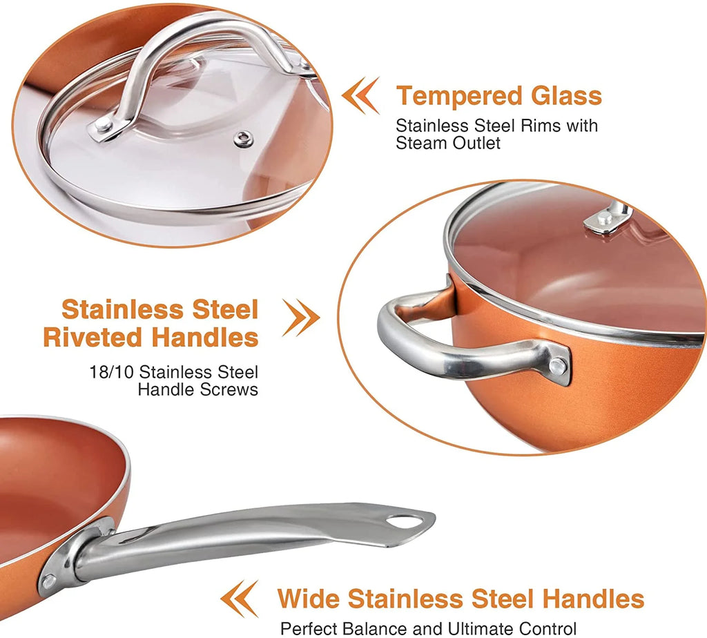 Nonstick Copper 5 Piece Aluminum Cookware Set R72885