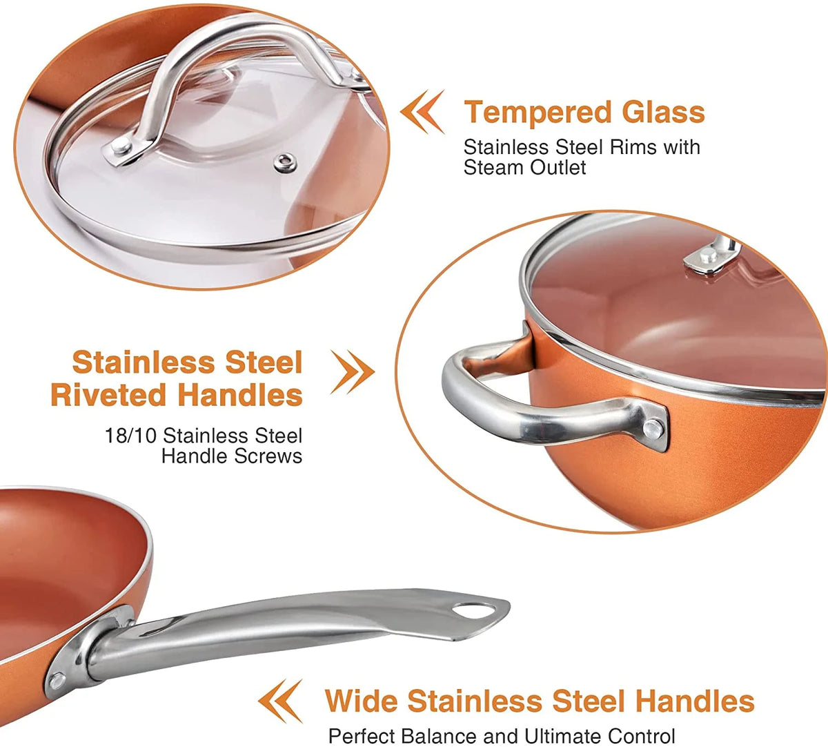 Nonstick Copper 5 Piece Aluminum Cookware Set R72885