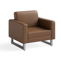 Cognac Vinyl Lounge Chair with Silver Legs Z53794