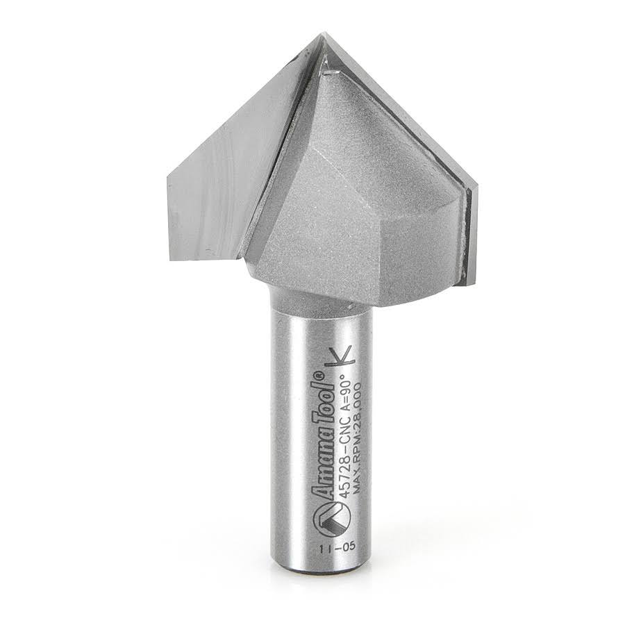Carbide Tipped V-Groove 90 Deg x 1-1/2 D x 1-1/4 x 22 CH x 1/2 Shank U72164
