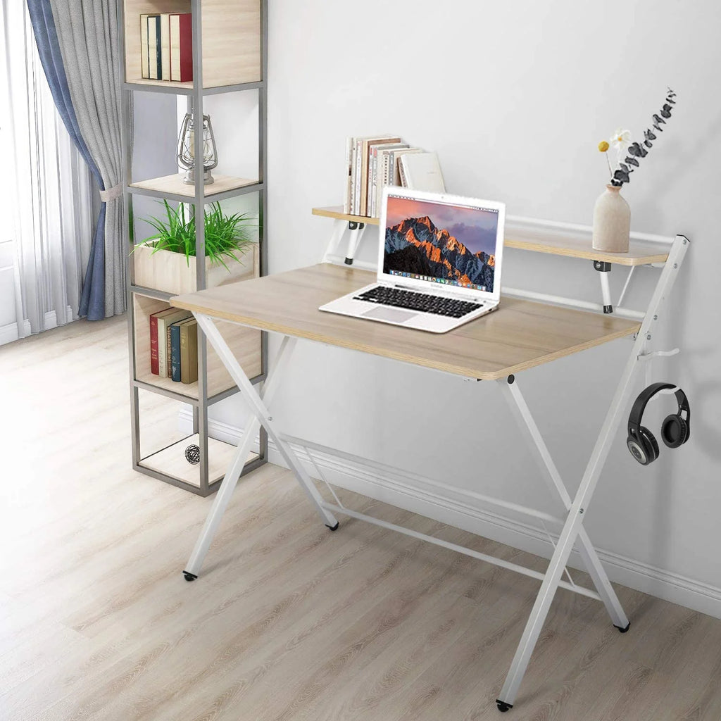 Small 2-Tier Computer Desk with Shelf V637040