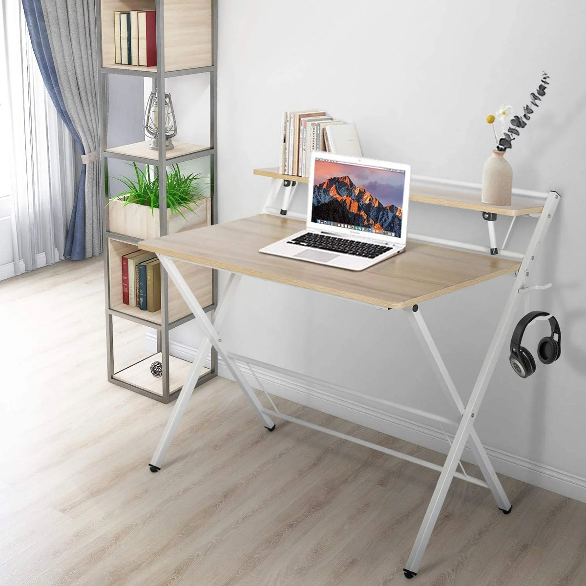 Small 2-Tier Computer Desk with Shelf V637040
