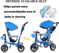 Blue 3 Wheel Toddler Tricycle with Foldable Pedals and Removable Canopy U4036