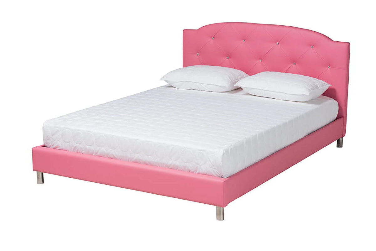 Pink Faux Leather Queen Size 3-Piece Bedroom Set A402