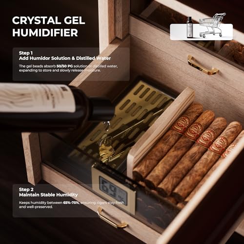 Cigar Cabinet Humidor with Accessory Drawer, Crystal Humidifiers, Lock & Keys and Spanish Cedar Lining L40341