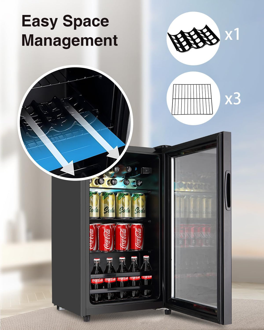 120 Can Freestanding Beverage Cooler with Glass Door L334152