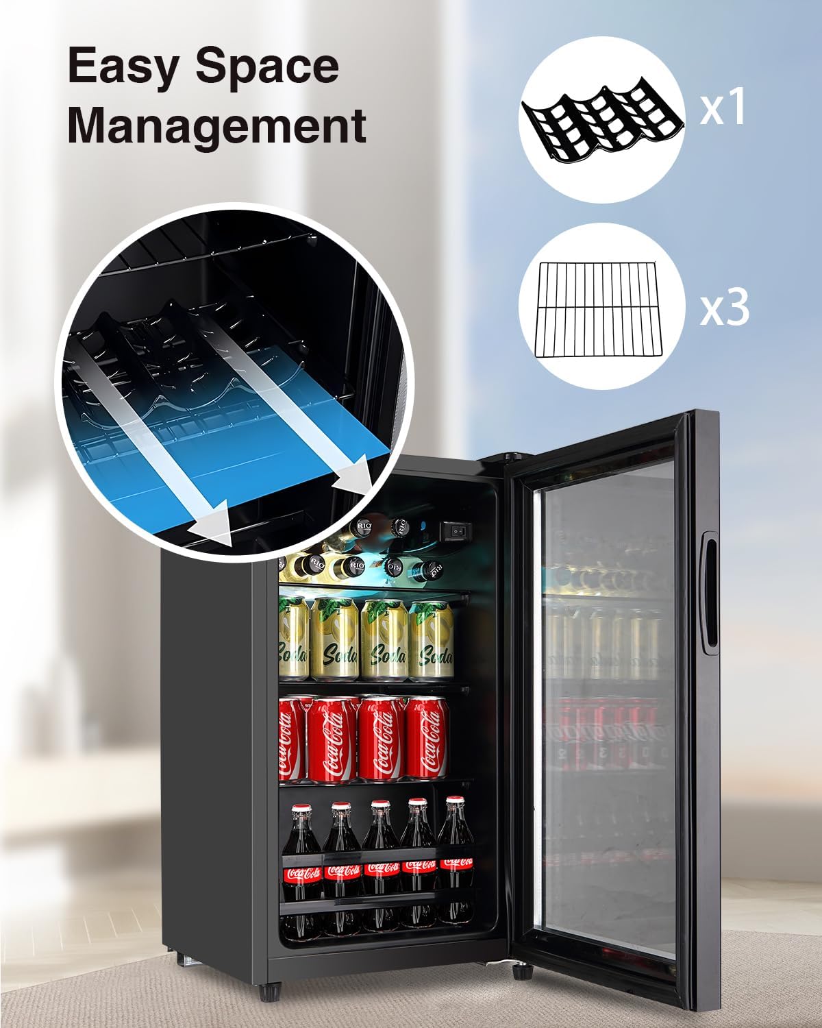 120 Can Freestanding Beverage Cooler with Glass Door L334152