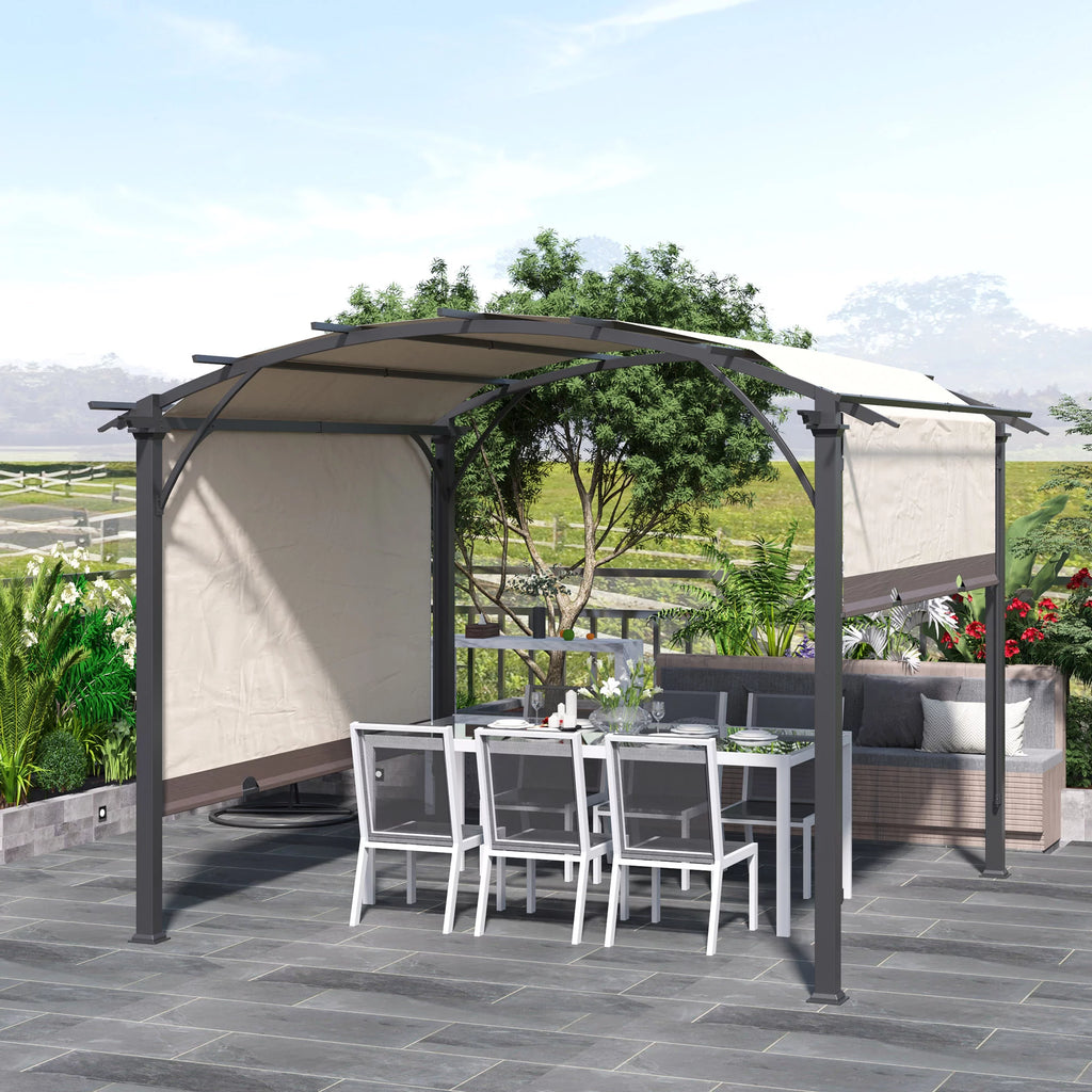 Beige Steel and Polyester Pergola R84950