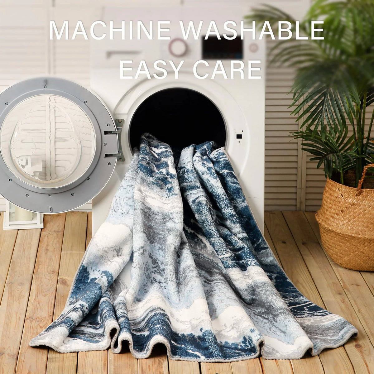 Blue 8x10 Machine Washable Area Rug Z323