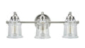 Three-Light Brushed Nickel Bathroom Vanity Wall Light Fixture with Clear Glass Shade C14316