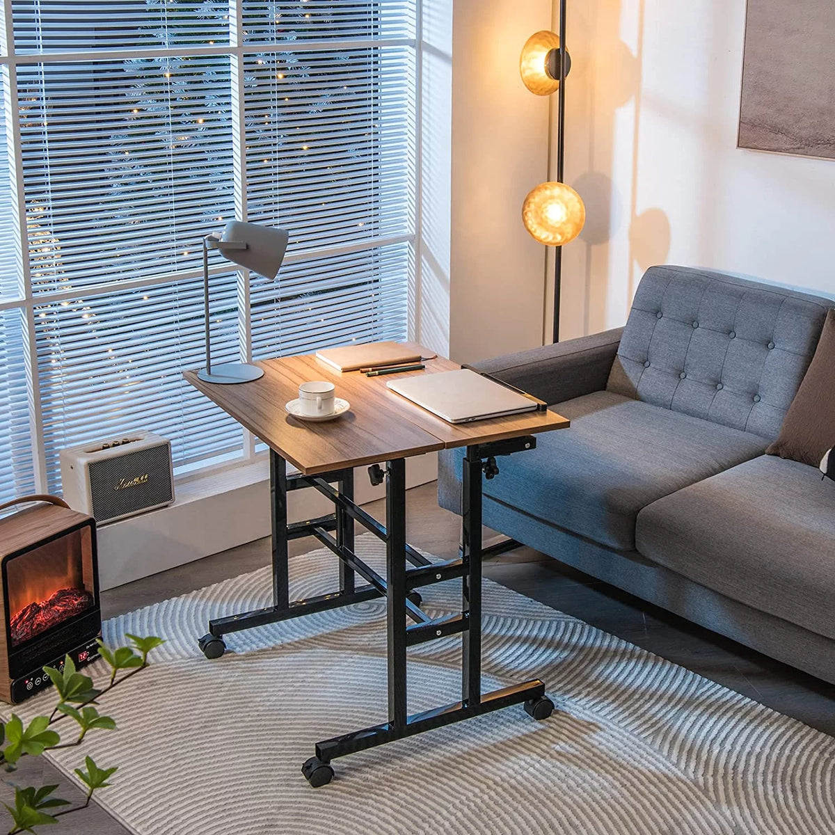 Mobile Standing Desk with Tilting Tabletop & Wheels L91923