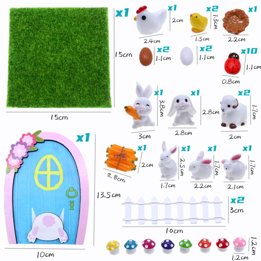 Dollhouse Miniature Easter Rabbit Door Model Photo Props S119