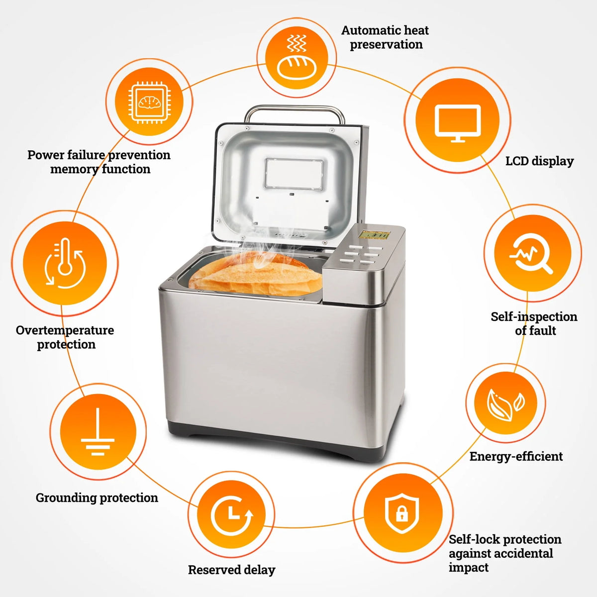2LB Automatic Stainless Steel Bread Maker I739106