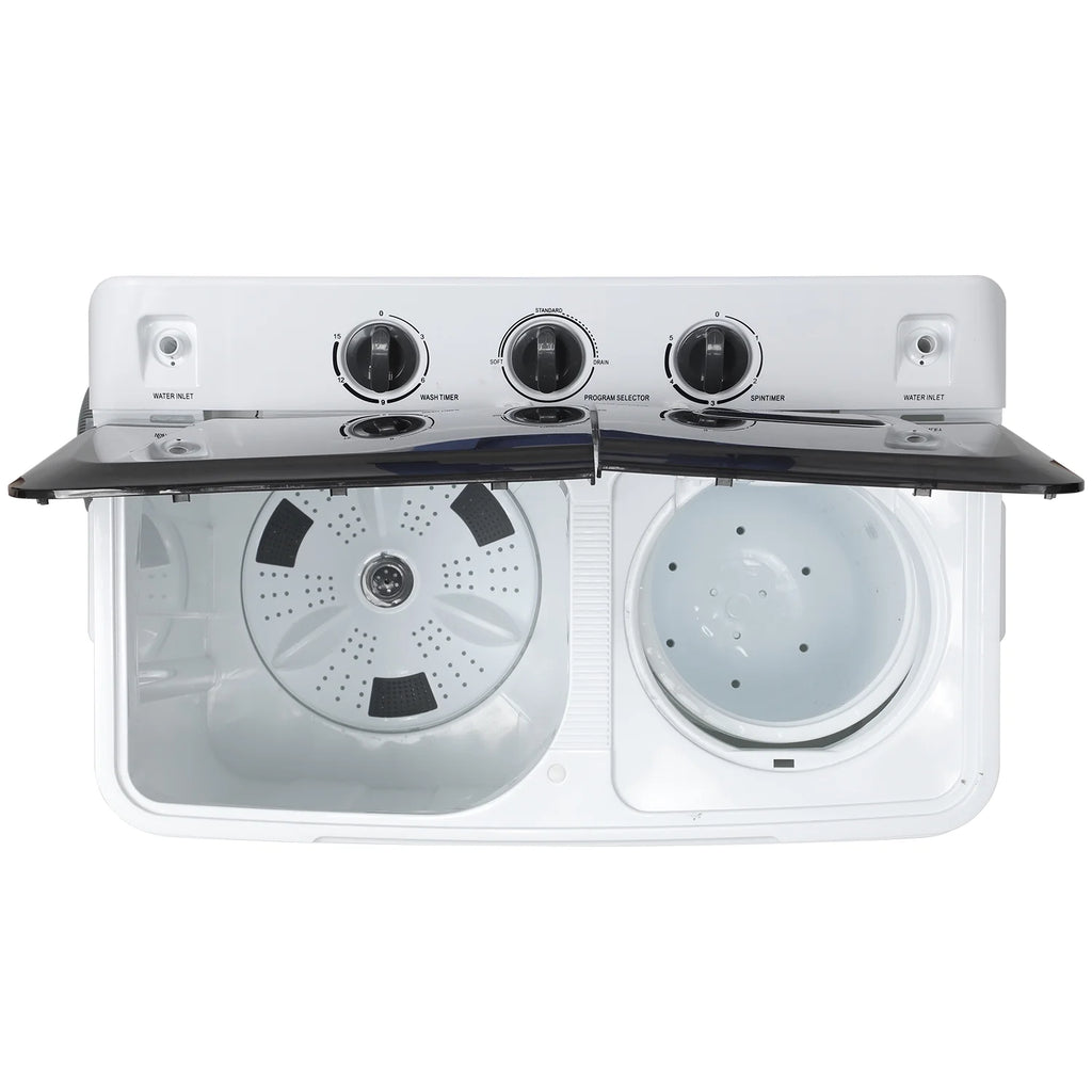 Portable 30lbs Twin Tub Washer and Dryer Combo with Drain Pump, Black D542