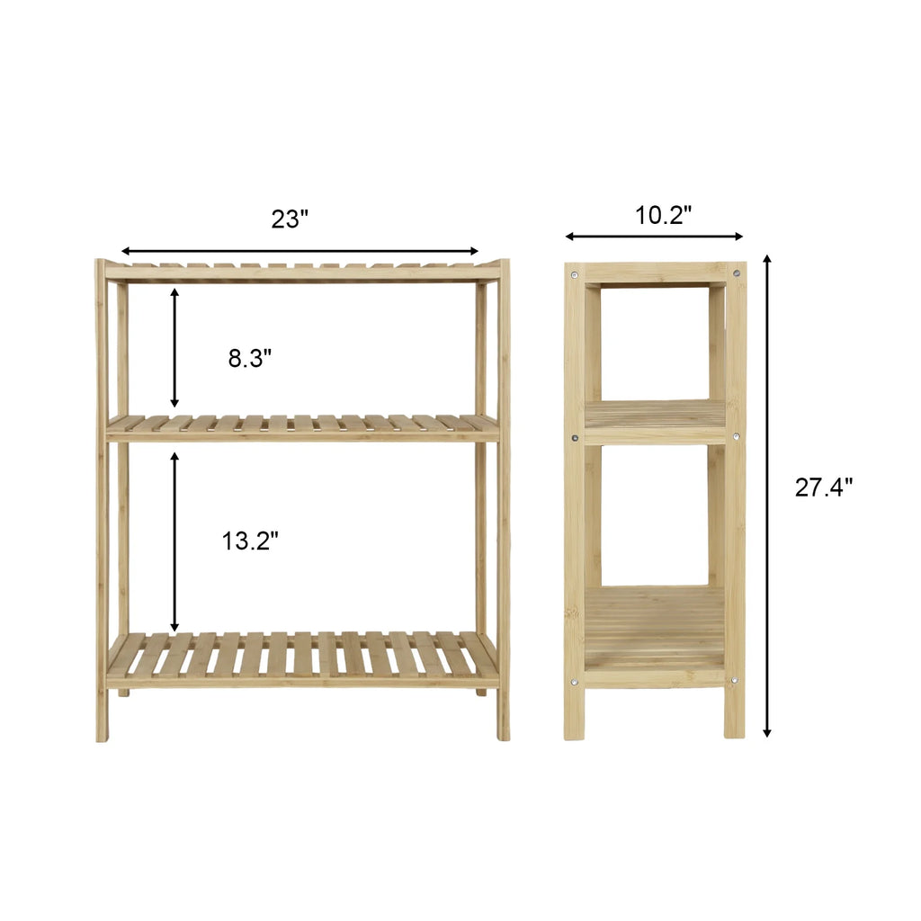 Bamboo Storage Shelf with Display Rack, 23"x10"x27" Natural R348111